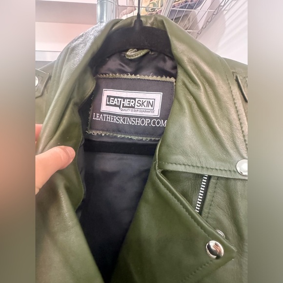*SOLD* NWOT Leatherskin Custom Green Biker Jacket - Picture 2 of 7